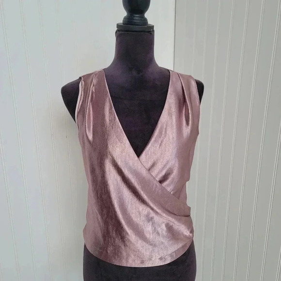 Zara Basic Collection Womens Pink Purple Metallic Crinkle Side Zip Sz S - Picture 1 of 13